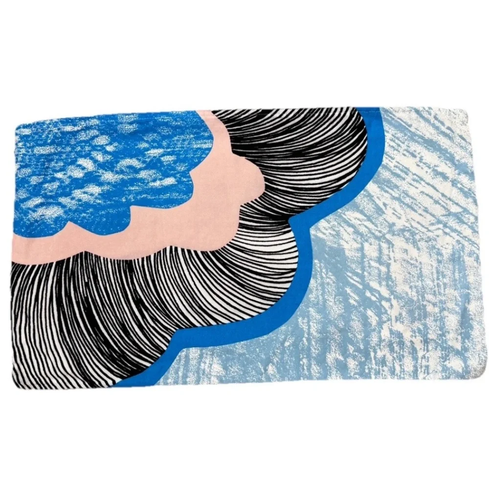 2 Ikea Doftranka Pillowcases Covers Shams Blue Black Pink Zip Abstract Cotton